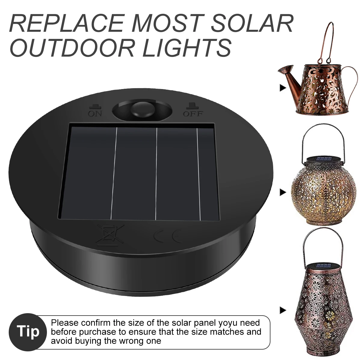 2/4Pcs Solar-Replacement Top Lantern Waterproof String - Round Panels Copper Wire Accessories LED Solar Panel Lantern Lid
