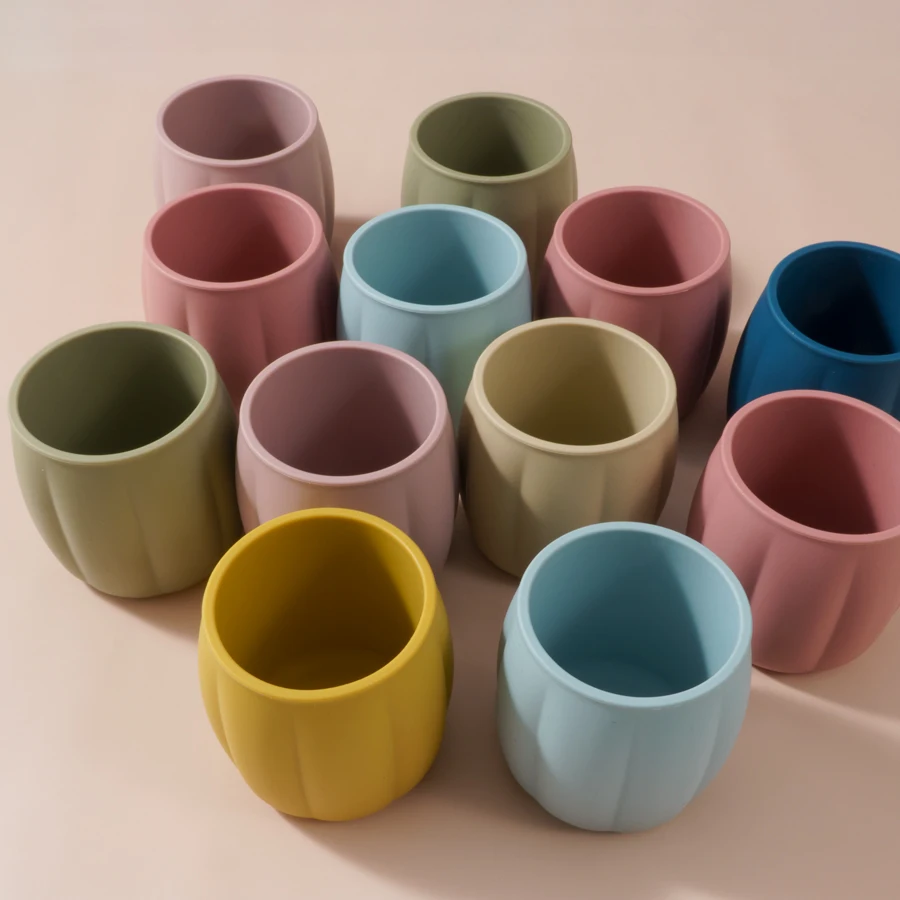 1PC Silicone Baby Cups Cartoon Pumpkin Water Bottle Drinking Sets For Baby Portable Kids Cup Liquid Storage For Children 4