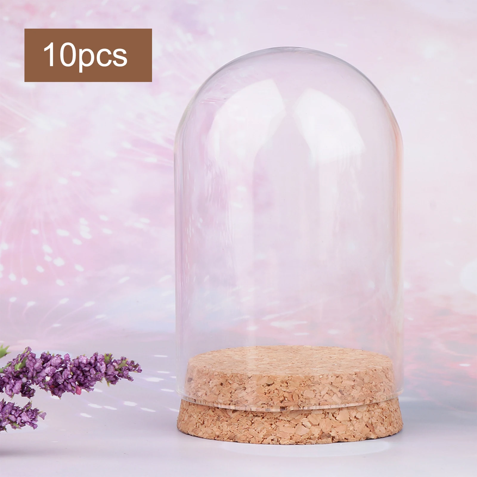 Glass Display Dome 10x Transparent Display Dome with Wooden Base Birthday Gift Protective