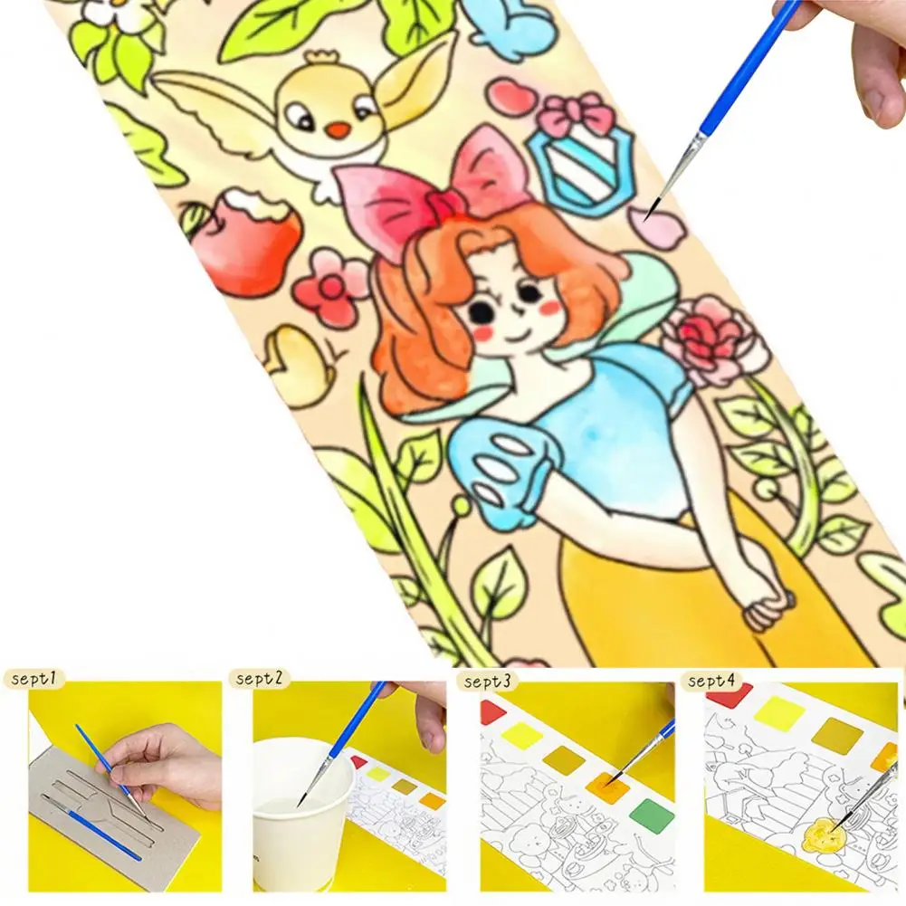 

1 Set 20 Pages Coloring Book with Pigment Cartoon Design Paper Kids Pocket Watercolor Graffiti Book Early Education Toy for Scho