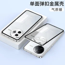 Luxury Aluminum Alloy Bumper Frame Magnet Metal Back Cover Phone Case for Xiaomi Redmi K80 Pro (Silver)