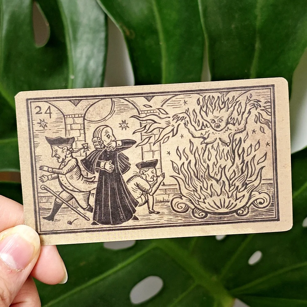 Mildred Payne's Oracle 10.3*6cm of Black Enchantment 52 Pcs Black Line Imagery Woodblock Style Cards 3