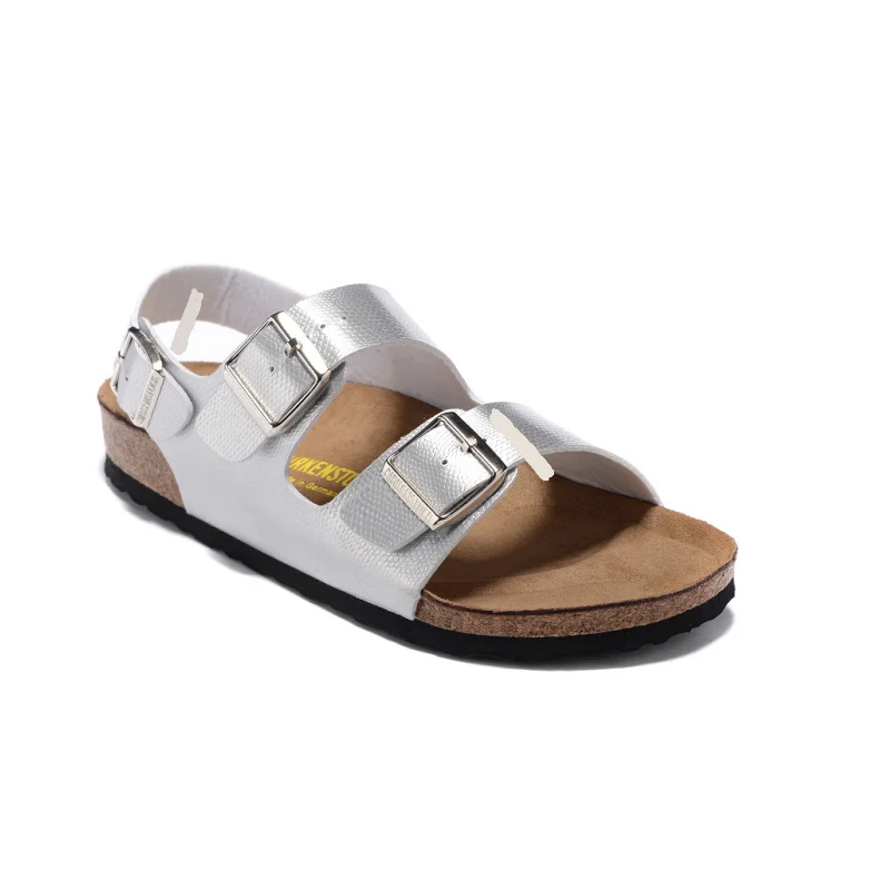 Summer Birken Women Slipper Milano Sandals Outdoor Flats Casual Shoes Fashion Leather Buckle Beach Cork Slipper Man Flip-flops