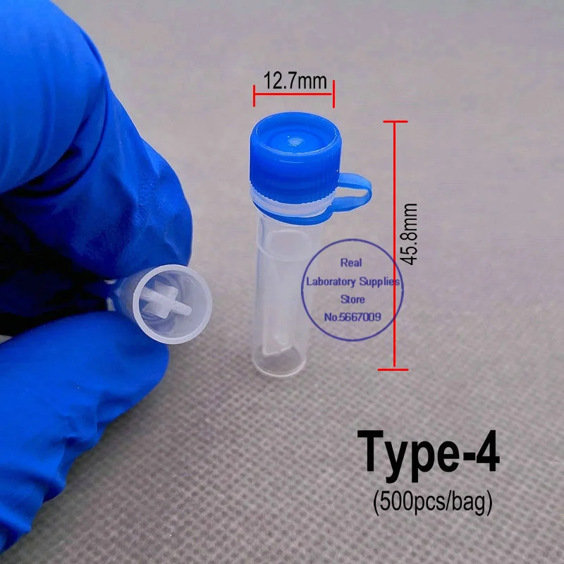 500pcs/lot 0.5ml Plastic Freezing Tube Lab Cryovial Lyophilized Bottle with Silica Gel Gasket Centrifuge Tubes