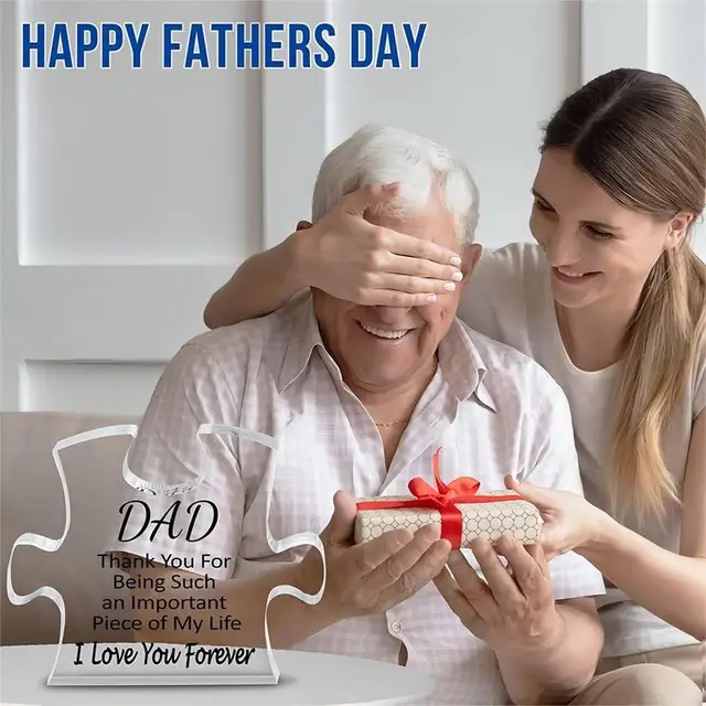 お父さんの誕生日ギフト - 彫刻アクリルブロックパズル お父さんへの誕生日プレゼント 3.35 x 2.75インチ - 娘、息子、お母さんからのクールなお父さんのプレゼ