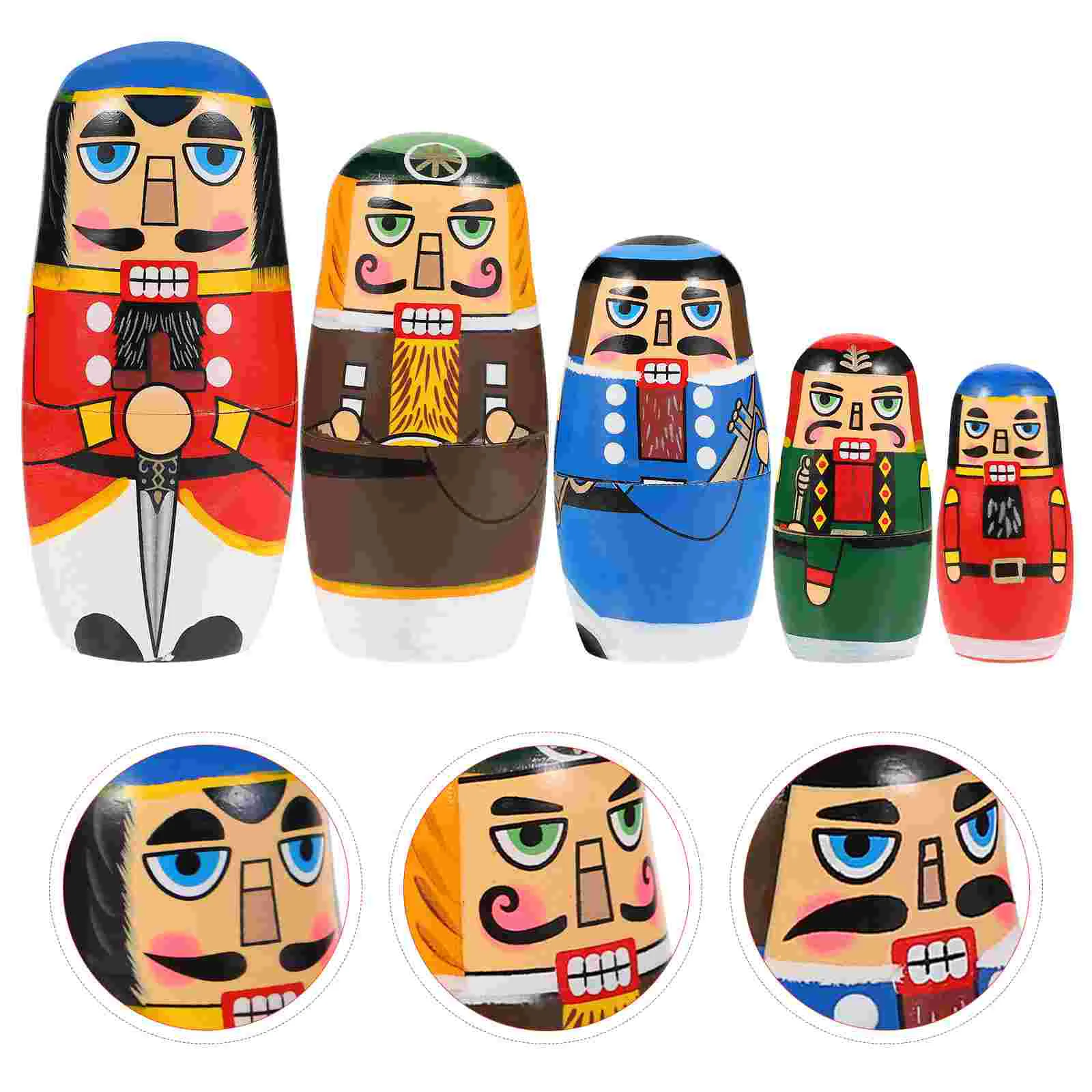 Wooden Toys Educational Nesting Nutcracker for Kids Christmas Lovely Toddler Plaything Decorative Lightweight