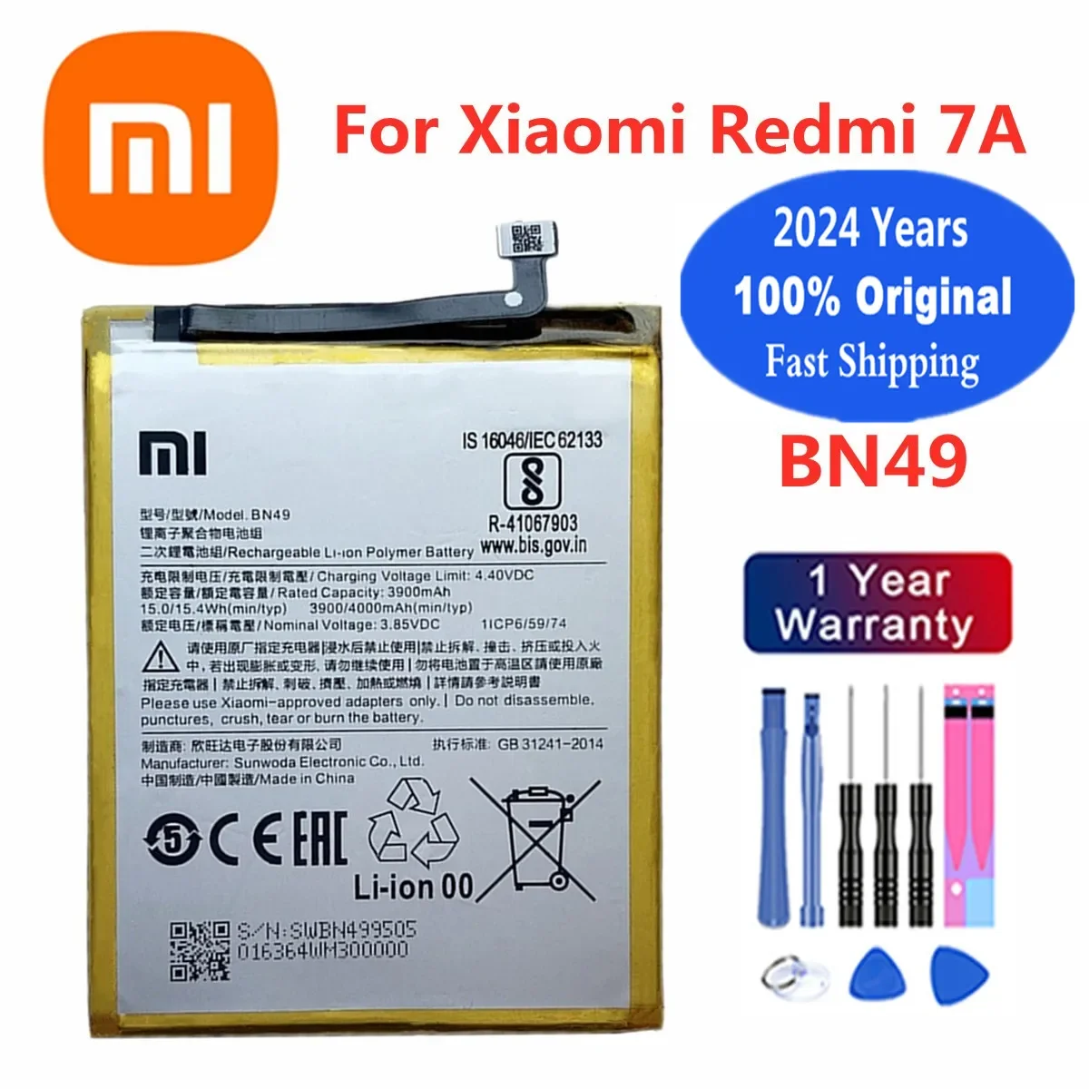 

Оригинальный аккумулятор Xiao Mi BN49 для Redrice Xiaomi Redmi 7A Redmi7A Redmi 7 A BN 49, аккумулятор 2024 мАч, быстрая доставка, 4000 год