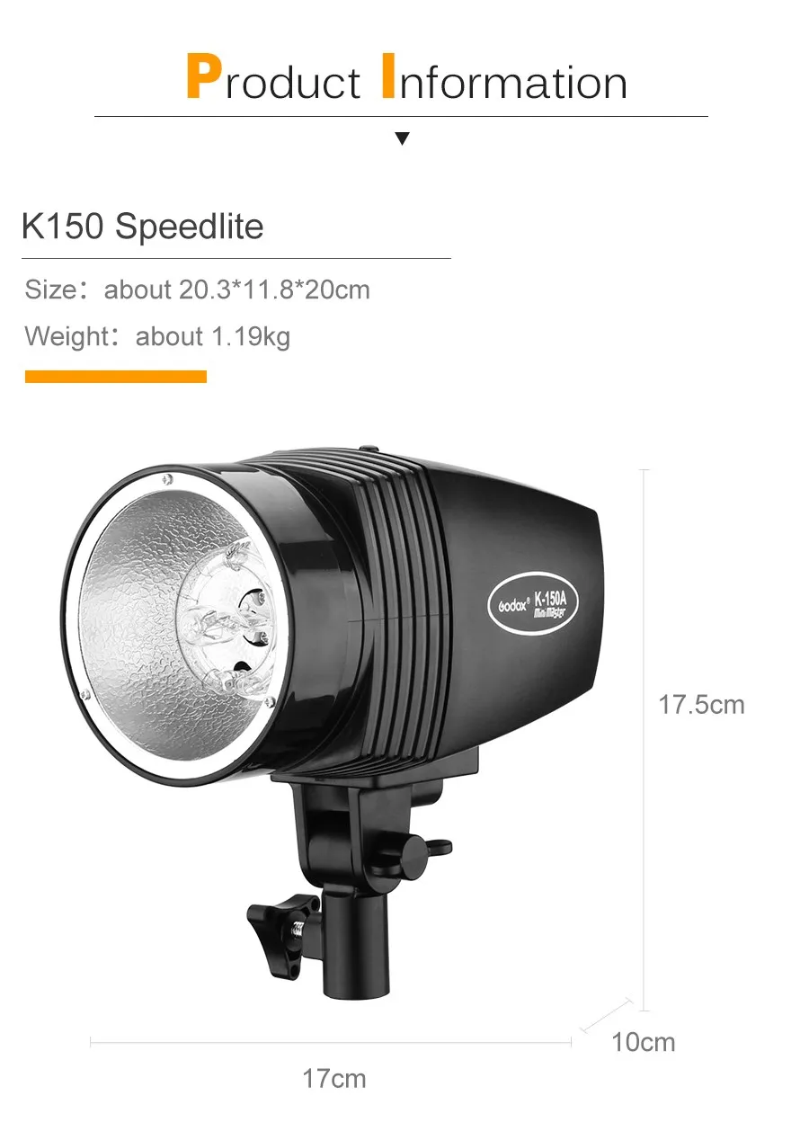 Description Picture 4 of itemGodox 2x 150W K-150A Photo Portrait Strobe Flash Studio Light Kit with Softbox,Light Stand,Trigger for Photo Studio Accessorie