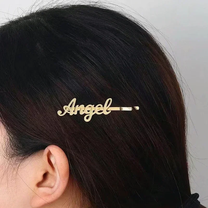 Personalized Customized Name Hair Clip Stainless Steel Bangs Clip Birthday Gifts for Women Custom Name Hair Pin Jewelry Girl