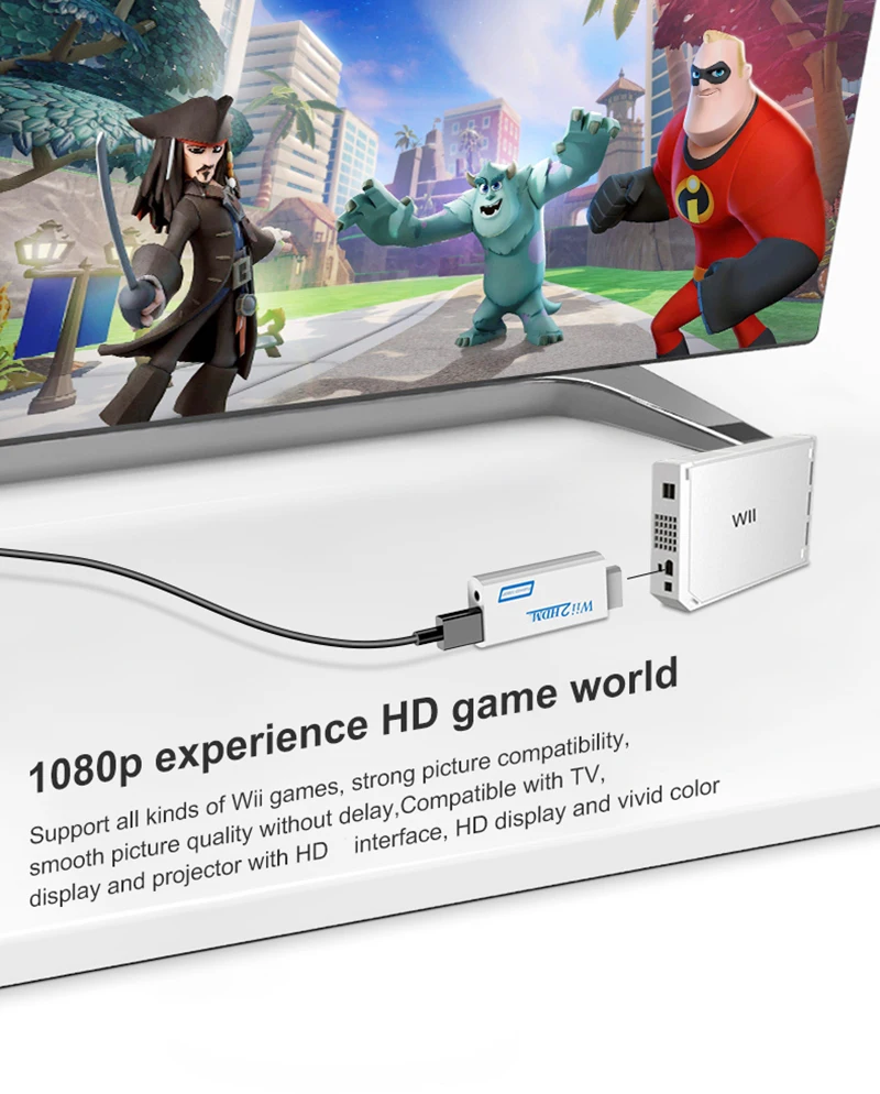 Wii to HDMI-ȣȯ ȯ 3.5mm    PC HDTV  ÷ Wii ֿܼ 1080P Ǯ HD , PC HDTV  ÷̿