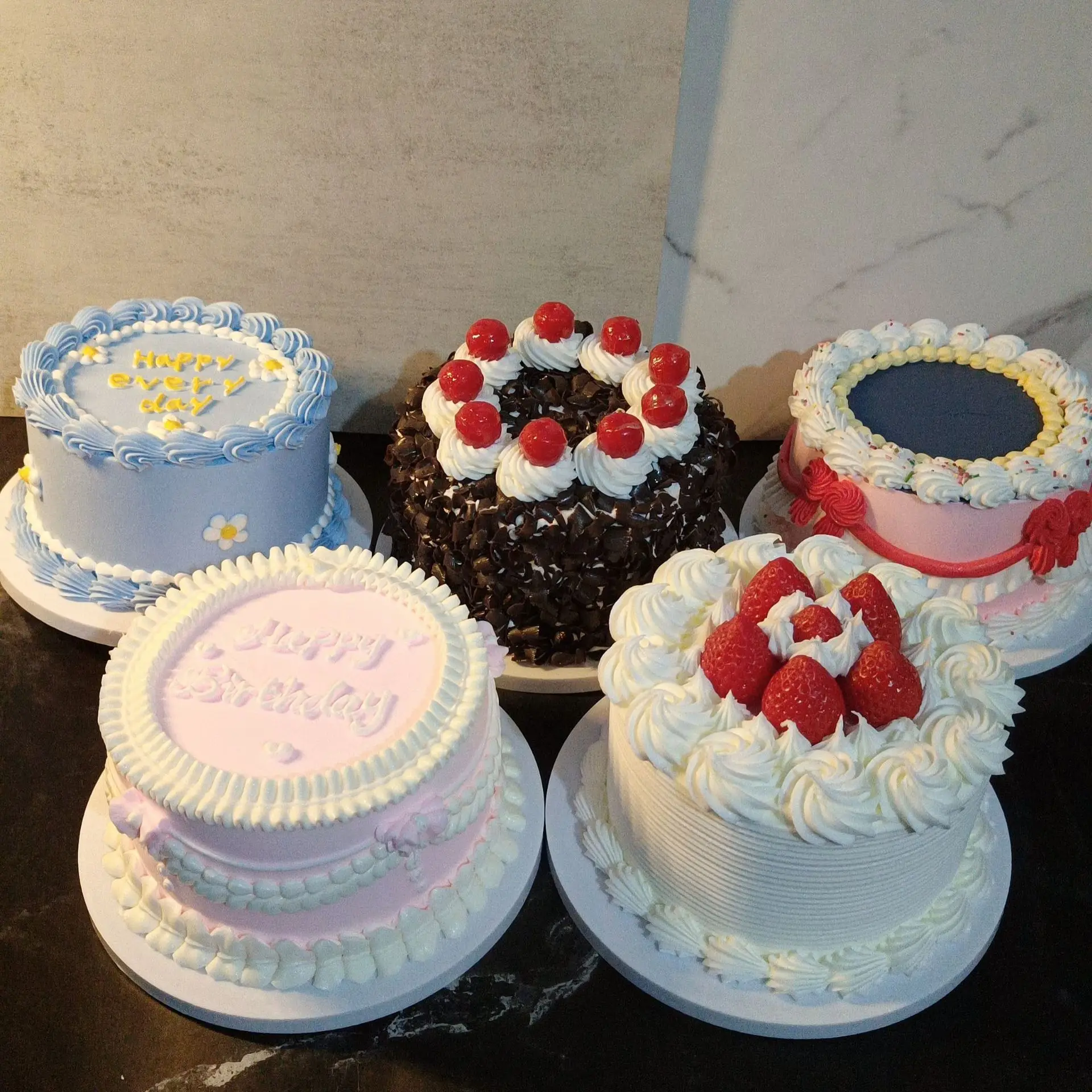Description Picture 2 of item6 Inch Simulation Cake Model Artificial Plastic Silica Gel Fruit Cake Fake Birthday Cake Dessert Shop Window Display Props Decor