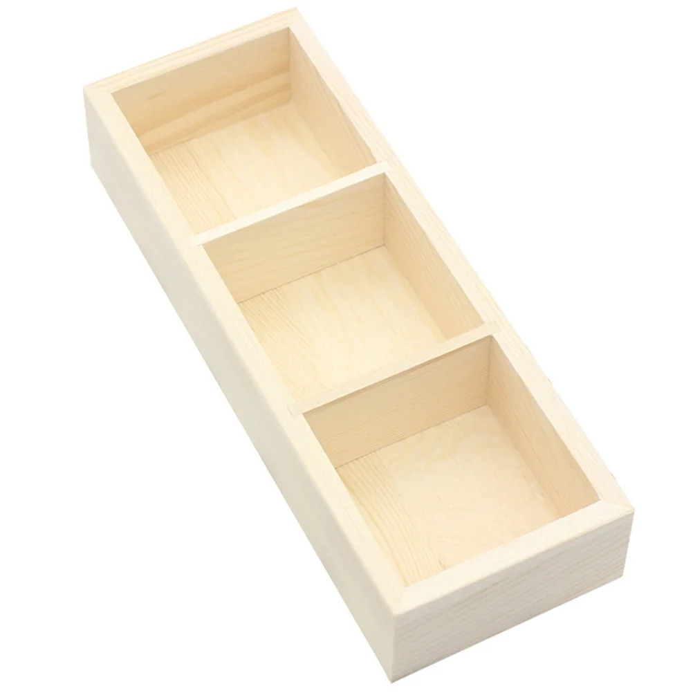 Three Compartments Wooden Storage Box Tea Organizer Kitchen Container Coffee Packets Sugar Salt Pepper Tea Bag Holder Bag