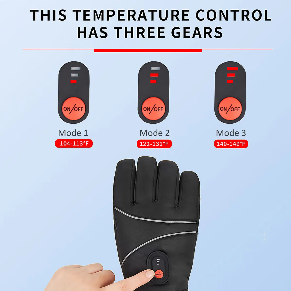 USB Electric Heated Gloves with 3 Mode Warm Heated Gloves Motorcycle Thermal Touch Screen Waterproof