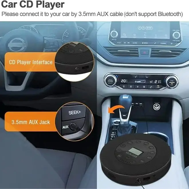 휴대용 CD 플레이어, USB 플레이어, AUX, 스테레오 스피커, 스테레오 헤드폰 잭, 재생 속도 제어, 충전식 배터리