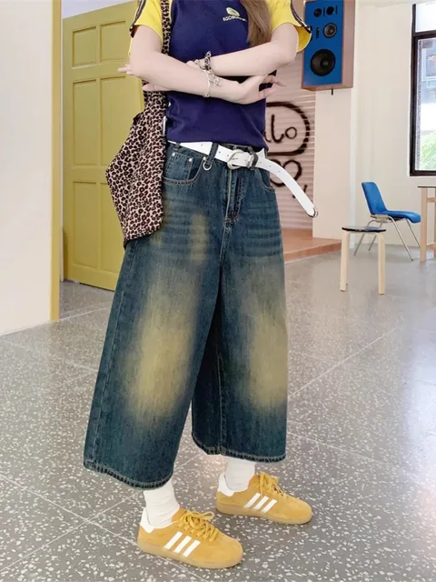 Jean court large bleu rétro pour femmes, Baggy Y2k, décontracté, Vintage, Streetwear, Harajuku, Style coréen, Short en Denim, basique, été 2024 5