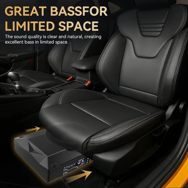 Hikity 800W 10" Ultra-Thin Subwoofer 12V Under-Seat Car Audio Active Subwoofer With Audio Cable Audio Processor Music Player 2