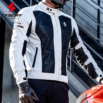 LYSCHY Motorcycle Jacket Summer Mesh Breathable Reflective Motorbike Jacket Men Women CE2 Level Motocross Jacket Riding Clothing