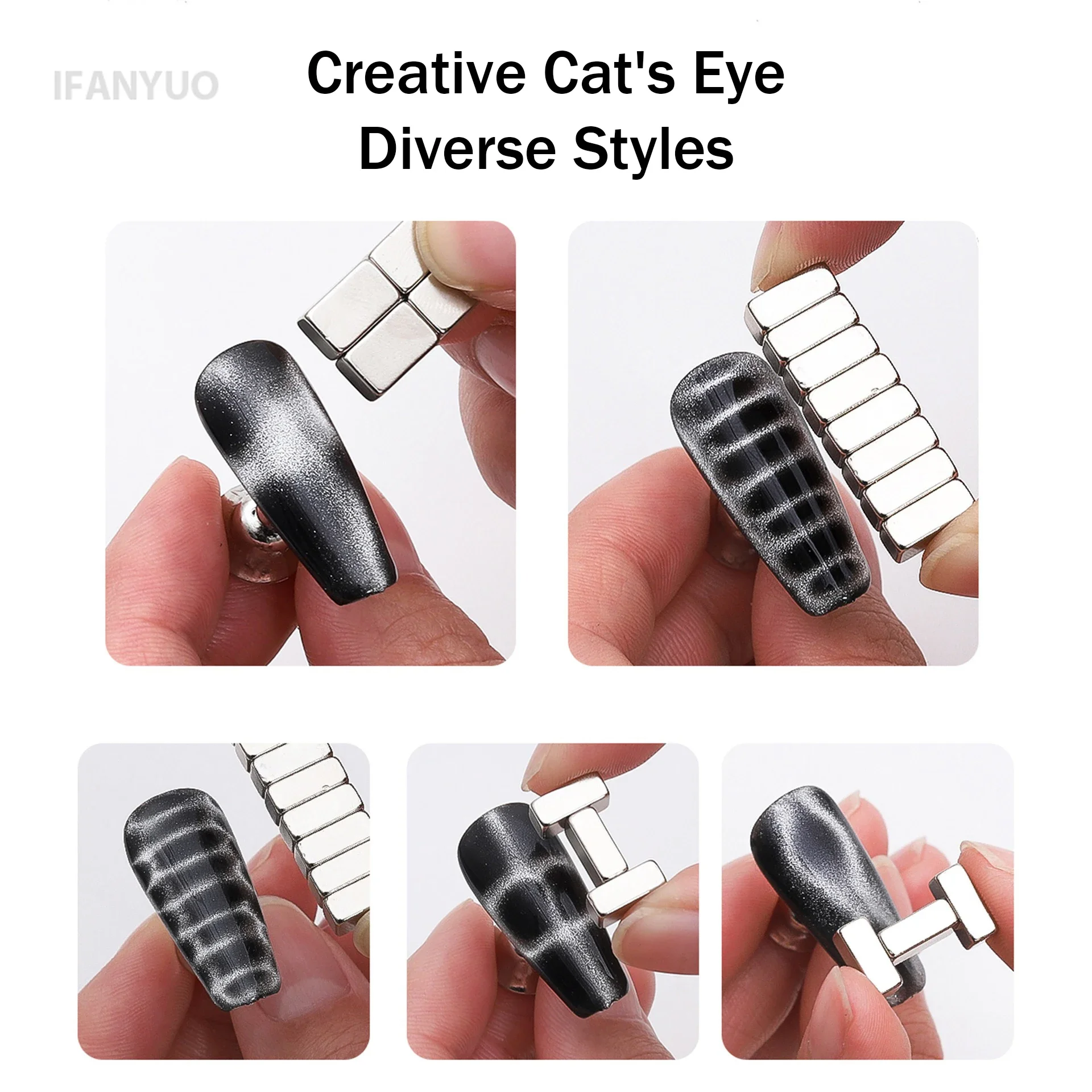 Crocodile Pattern Nail Magnet Nail Art Cat Eye Snake Skin Wave Geometric UV Attraction Magnets Set 12pcs Manicure DIY Tool magnetic nail art tools cat eye nail tool magnetic nail tools