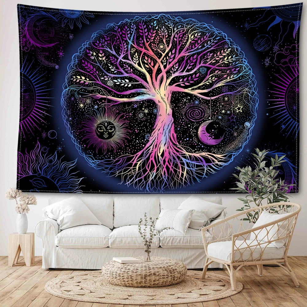 Tapiz De Árbol De La Vida Aurora Natural, Tapiz De Meditación De Hojas Verdes Ideal Para Decoracion Del Hogar Dormitorio Sala De Estar Y Dormitorio 90602135