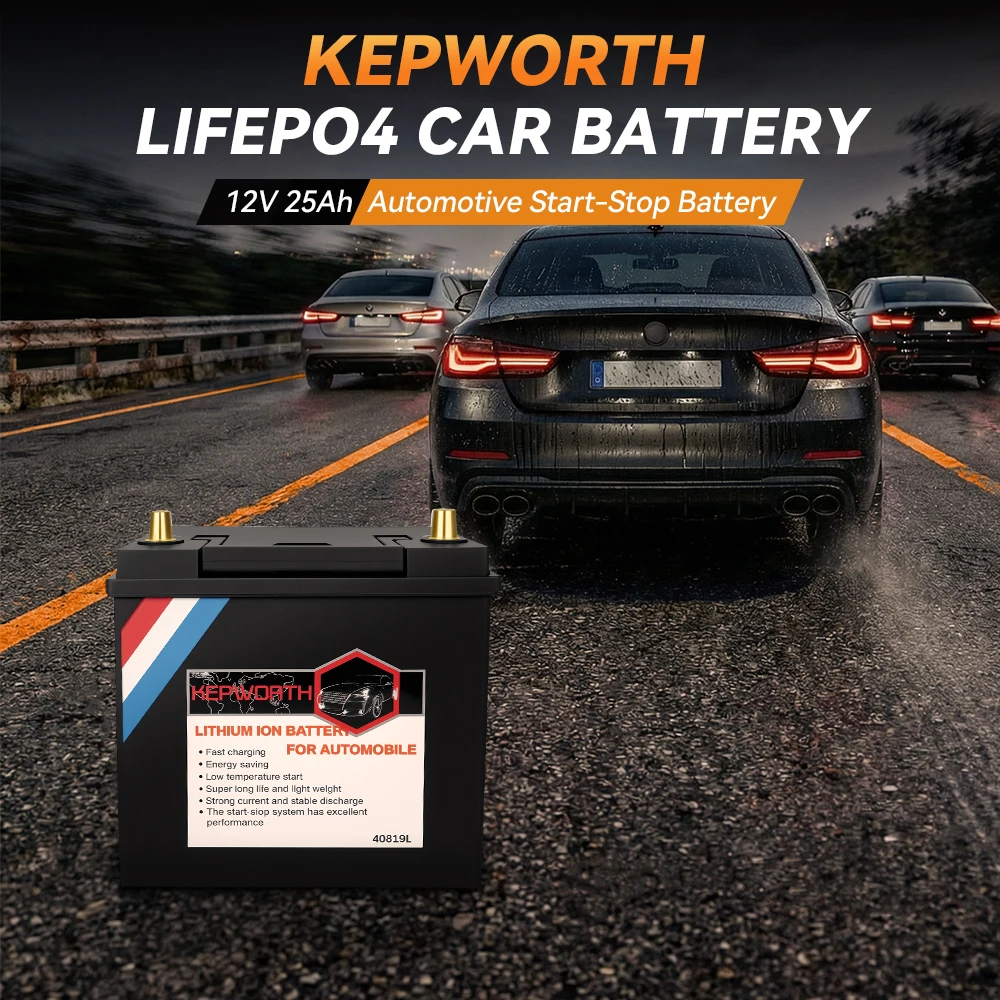 KEPWORTH 40B19L/R 12V 25Ah LiFePO4 Lithium-Autobatterie mit 100A BMS für Autos, SUVs, Limousinen, LKWs, Transporter, Kfz-Batterie – Detail 10
