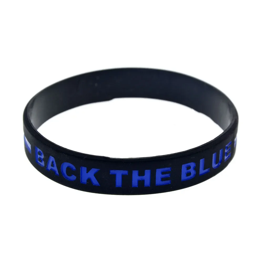 1 PC Back The Blue Line Silikon-Armband, Sport-Gummiarmband, schwarz, Erwachsenengröße