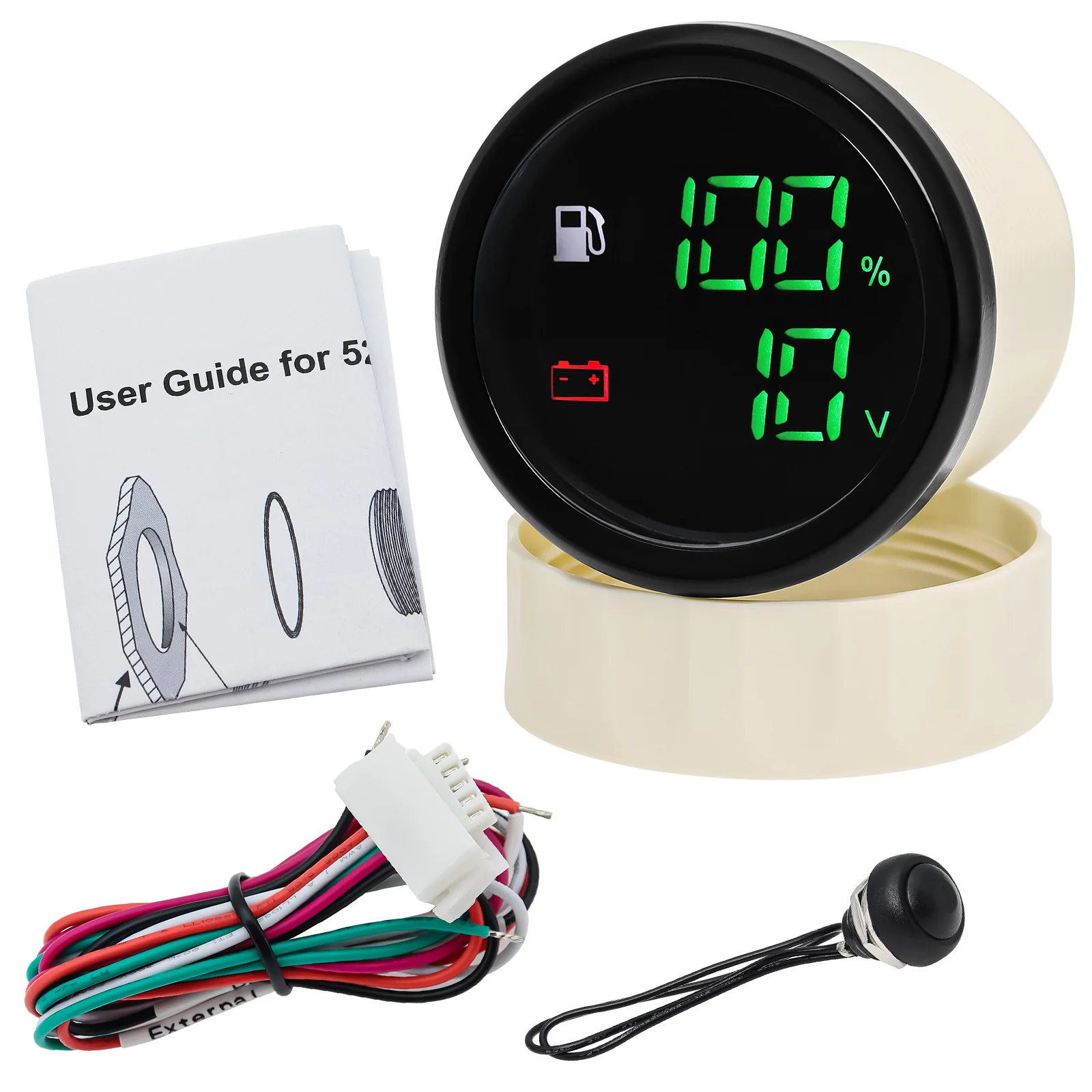 WATERWICH Turbo Boost Gauge PSI DC12V 2" 52mm Meter Kit With Boost Sensor For Car Truck Vehicle