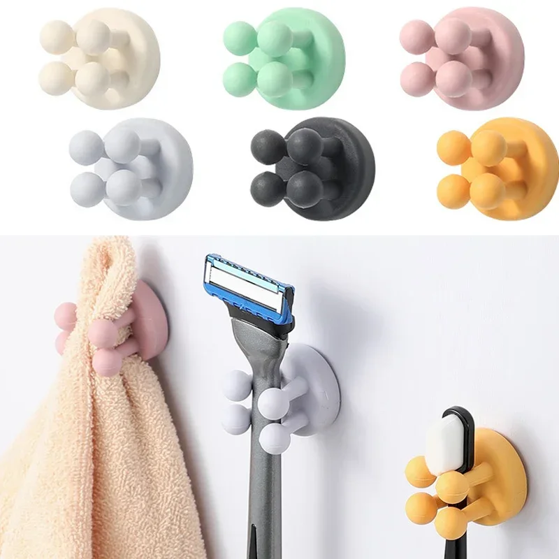 Punch Free Silicone Hook for Bathroom Razor Holder Storage Hook Wall Shaving Shaver Shelf Toothbrush Holders Organization toothbrush holder razor holder