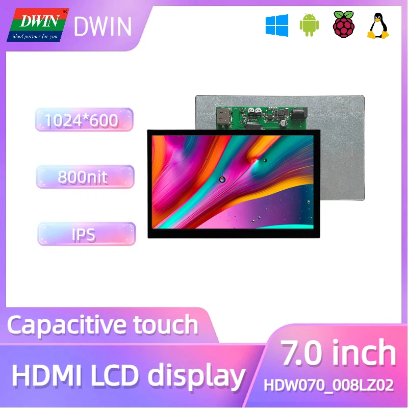 

7 inch IPS Full View Driver Free 600nit TFT LCM Windows Raspberry Linux Android BB Black Banana Pi LCD Display Monitor