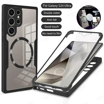 360° Full Shockproof Case for Samsung Galaxy S25 S24 S23 S22 S21 Ultra Plus FE Wireless Charging Transparent Cover 1