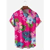 Floral Shirts Men's Hawaii Holiday Party Blouse Cuba Style Lapel Beach Shirt Flower Camisas Short-sleeved Womens Clothes 2