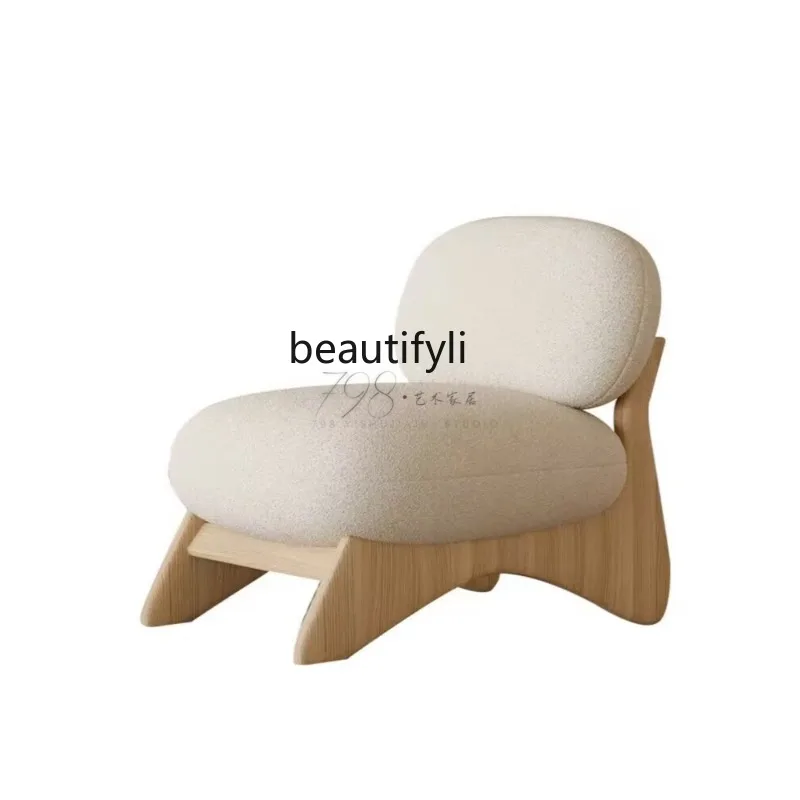 

Customized Nordic Style Bed & Breakfast Solid Wood Fabric Single-Seat Sofa Chair Designer Style Art Leisure Chair