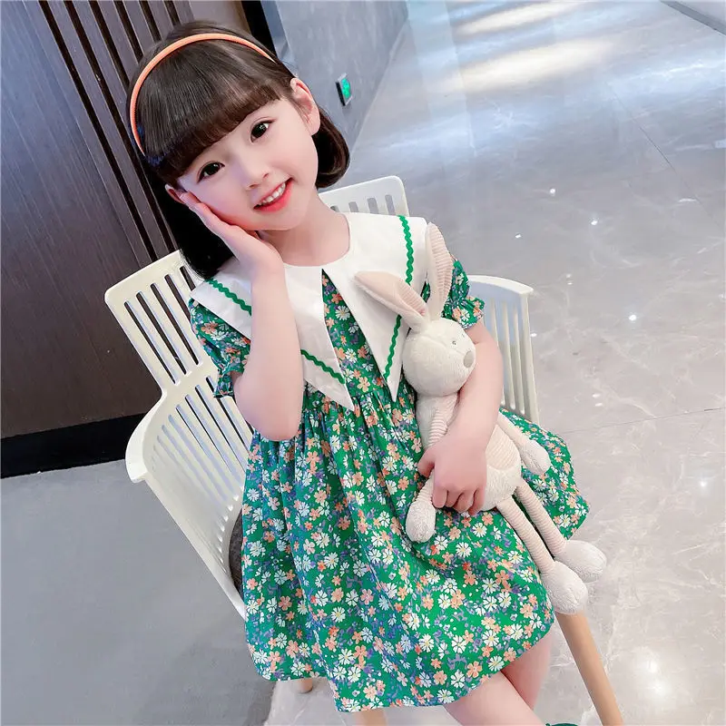 Girls Dress Summer Short Sleeve Floral Princess Cute Long For 9 10 11 12 13 Years Old