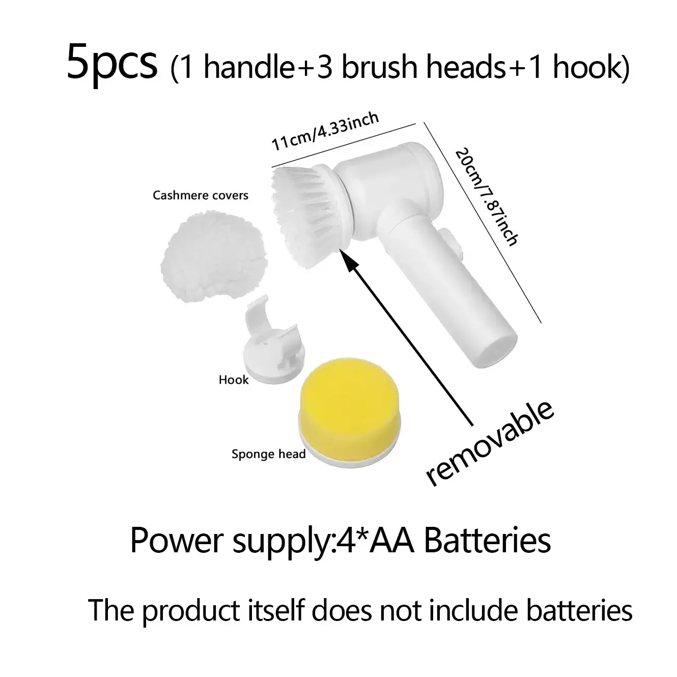 1 Set-Cleaning Brush Set-Powerful, Cordless & Multifunctional Scrubbing for Kitchen & Bathroom-Ideal for Busy Homes, Apartments