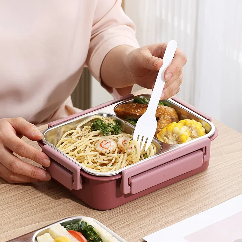 Stainless Steel Portable Divided Lunch Box for Adults Kids