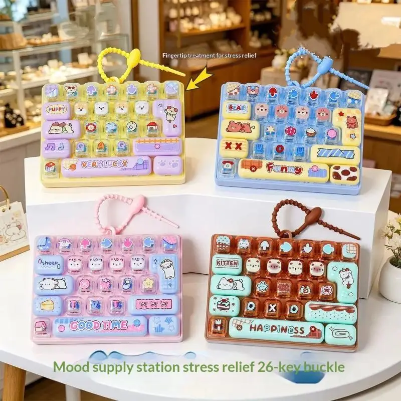 1 Stück Niedliche Tier-Themen Transparente 26-Fächer-Tastatur-Schlüsselanhänger Taschenzubehör Paar-Stressabbau Kreatives Geschenk