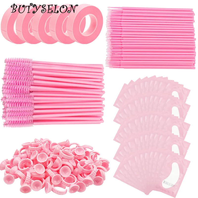 

Eyelash Makeup Tool Set Cosmetics Brush Gel Eye Pad Patch Tape Glue Ring Cup Mascara Wand Applicator Lash Extension Supplies
