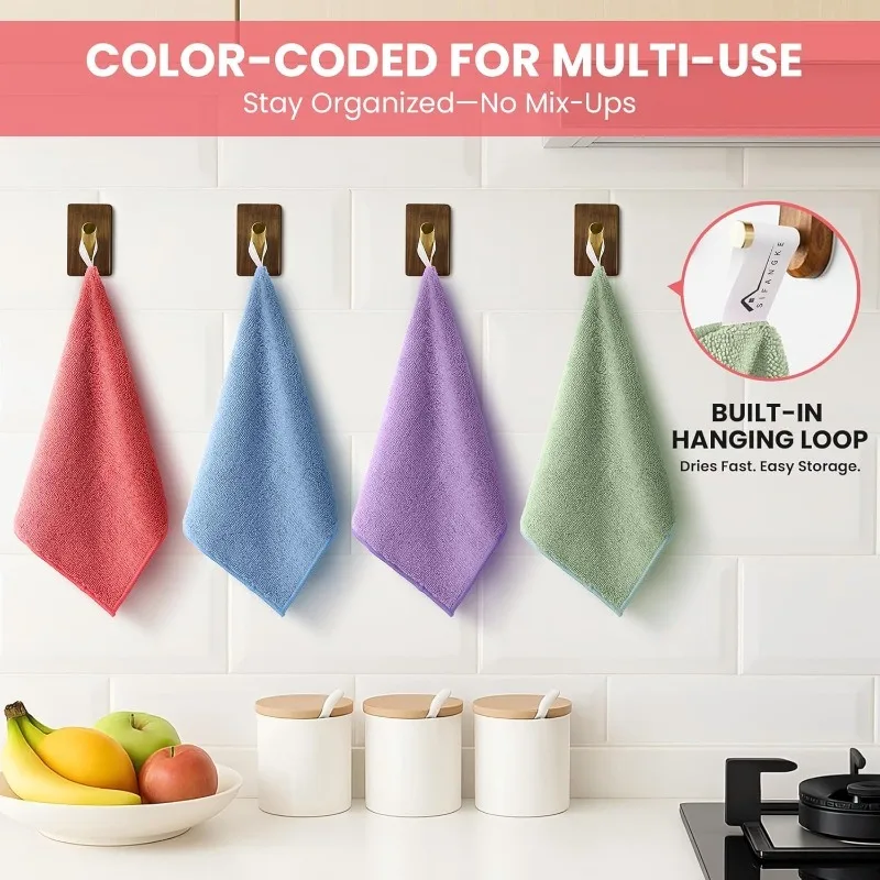 Assorted Microfiber Cleaning Cloths - Reusable Towels for Home, Car, and Kitchen Cleaning