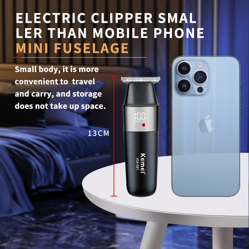 Kemei Professional Small Hair Trimmer USB Rechargeable Cordless Hair Clipper Mini Portable Electric Hair Cutting Machine for Men 3