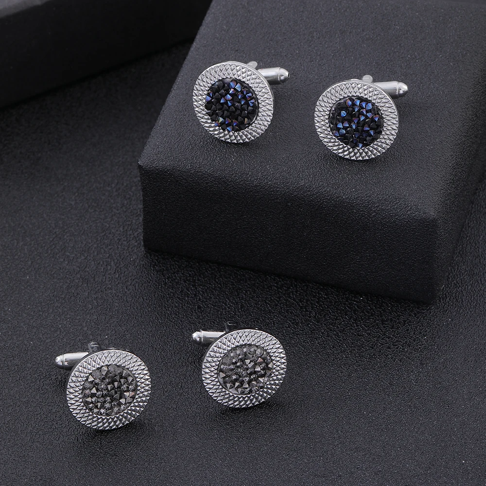 

New In Wholesale Studs Artificial Gemstone Iridescent Round Lines Cufflinks Jewelry Accessories Cuff Links Button For Mens