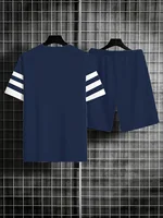 Mens Short Sets 2 Piece Outfits Anchor Print Cruise Outfits Tracksuits Athletic Shirt and Shorts Set for Men 2