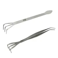 Mini Gardening Rake Spatula Silver 2 in 1 Stainless Steel Bonsai Gardening Tool 1