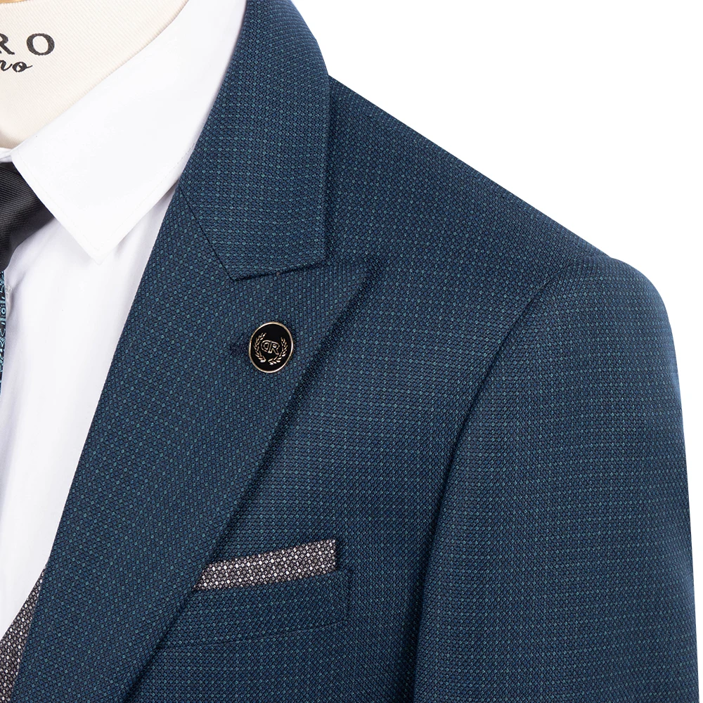 2024 DAROuomo Mens Suit terno Slim Fit Casual one button Fashion Grid Blazer Side Vent Jacket and Pant for Wedding Party DRV8237 5