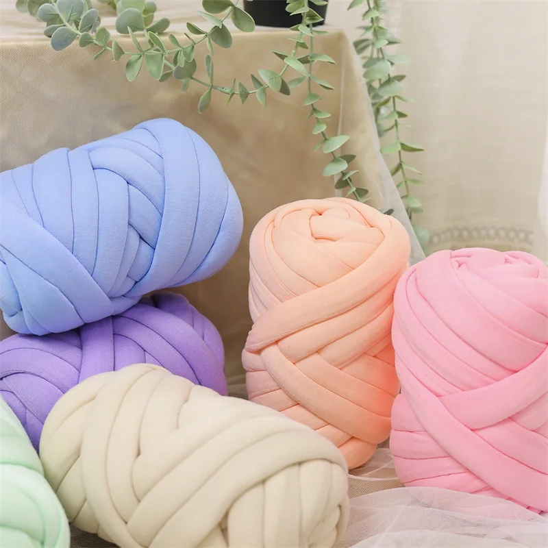 

1kg Thick Chunky Yarn Cored Cotton Wool Tube Crochet Yarn for DIY Blanket Hat Bulky Arm Roving Hand Knitting Spin Yarn