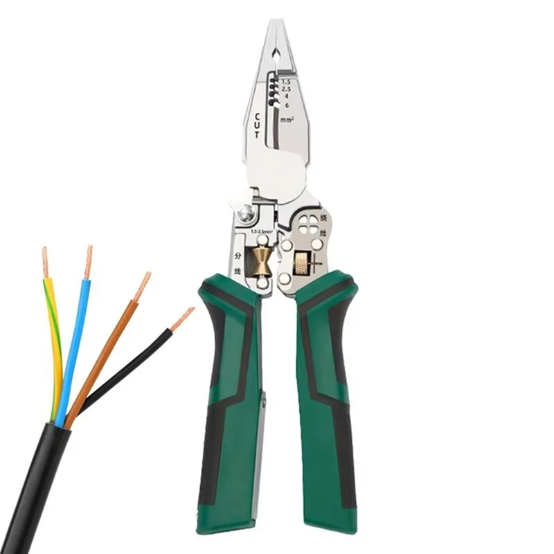 Wire Cutter Tool 10 In 1 Electrical Cable Stripper Plier Voltage Tester Scissors With Electricity Measurement Function - 2
