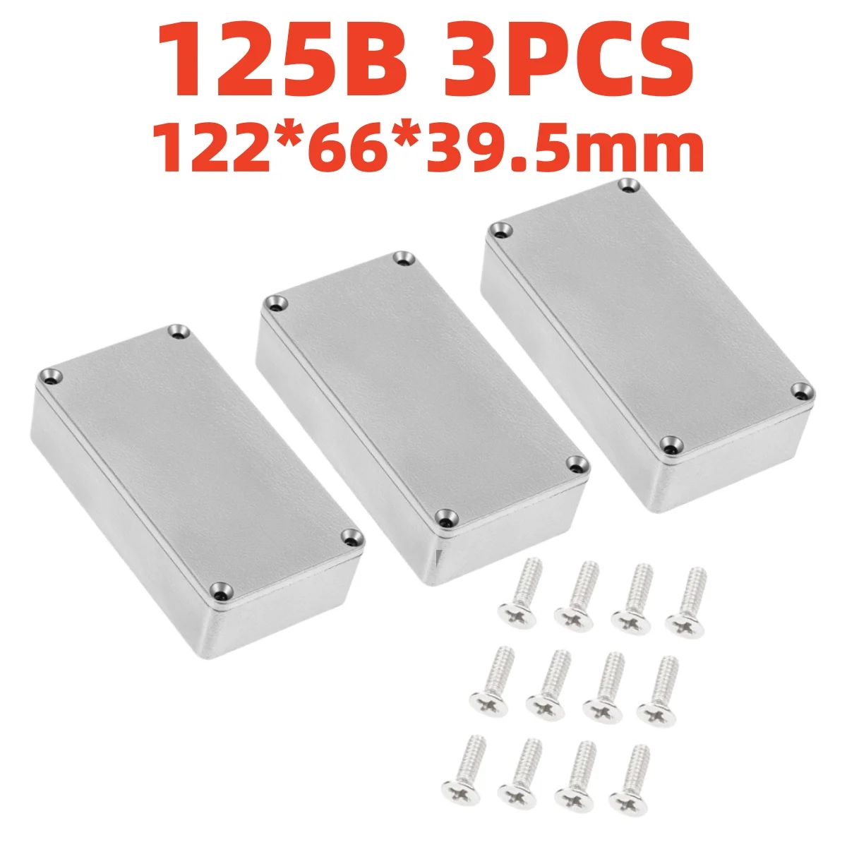 Miwayer 3 Stück 125B Aluminium-Gitarren-Effektpedalgehäuse aus Metall/DIY-Effektbox-Gehäuse 122 x 66 x 39,5 mm/mit Schrauben – Detail 7