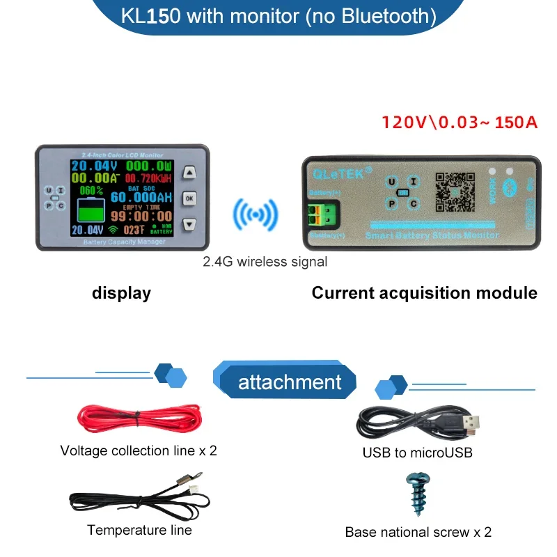 Duokon courantomètre Coulombmètre LCD Affichage numérique Capacité de