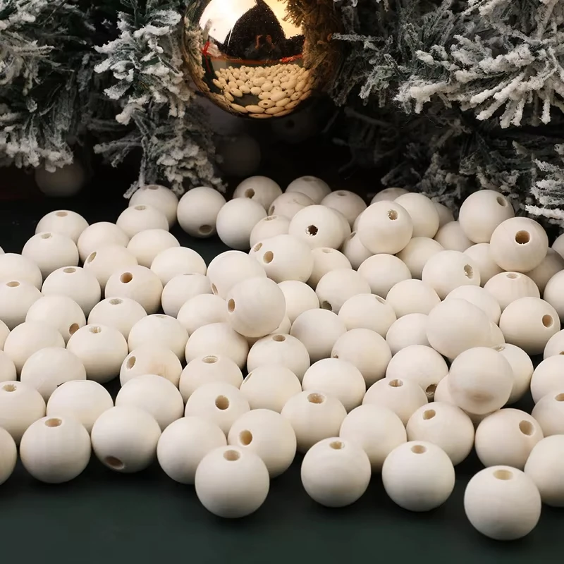 Natural Wood Beads 8-22mm Round Spacer Beads 30-500Pcs Loose for Jewelry Making DIY Crafts Handmade Accessories