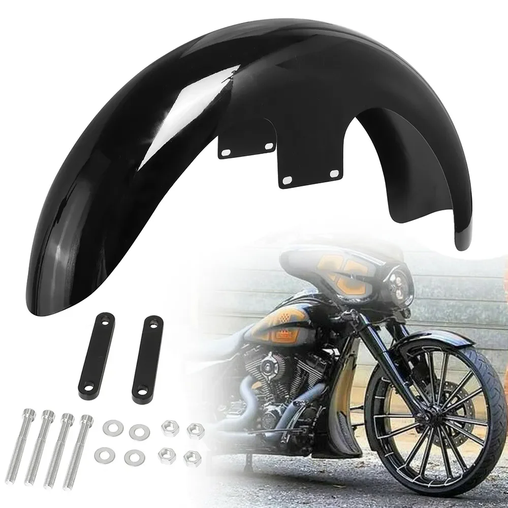 

For Harley Touring Electra Street Glide Motorcycle 21" Wrap 5.5" Front Fender Mudguard Cover Protector Gloss Black Accesorios