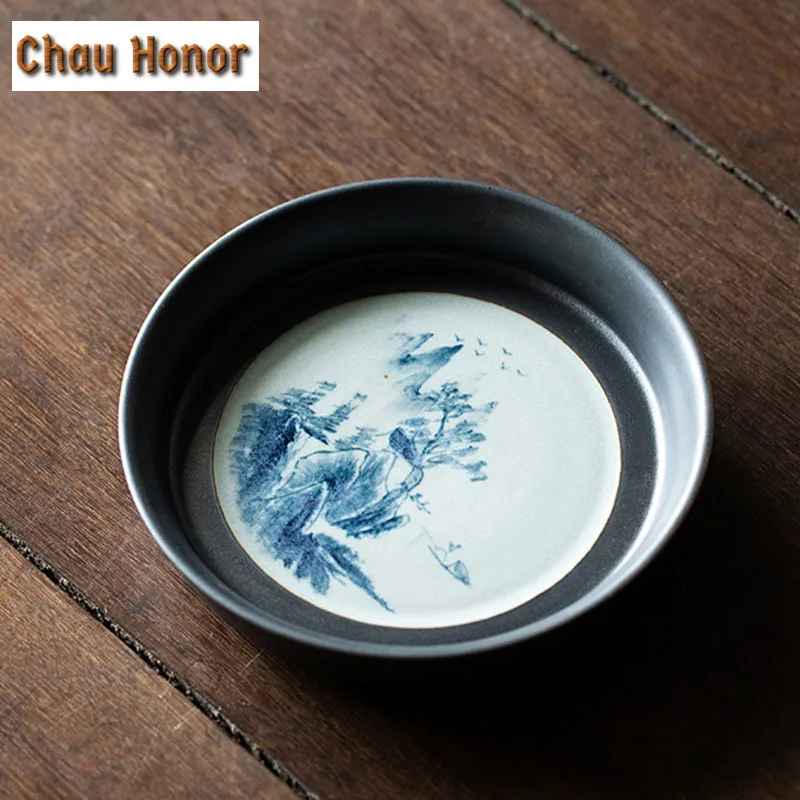 Pure Hand-painted Narcissu Art Pot Bearing Holder Iron Rust Glaze Tea Tray Water Storage Dry Soaking Table Base Kung Fu Tea Set