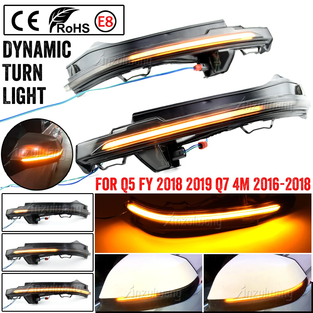 

2x LED Side Rearview Mirror Indicator Blinker Dynamic Turn Signal Light For Audi Q5 SQ5 8R 2010 2014 2015 2016 2017 Q7 4L SQ7